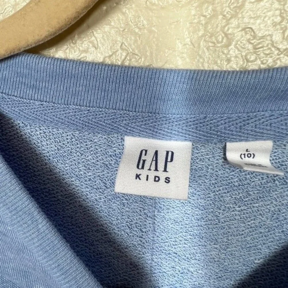 Gap kids blue sweater long sleeve sweatshirt ruffle detail on sleeve size L(10)